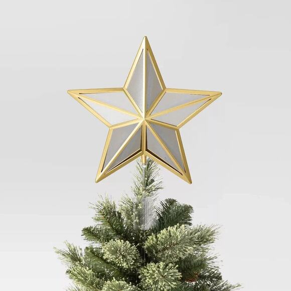 Pre-Lit Faceted Gold Star Christmas Tree Topper 5-Point Light Up 12.25" Holiday - Picture 4 of 5